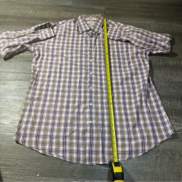 Peter Millar Mens Size 2XL Button Up Brown‎ Plaid Long Sleeve - Picture 7 of 7